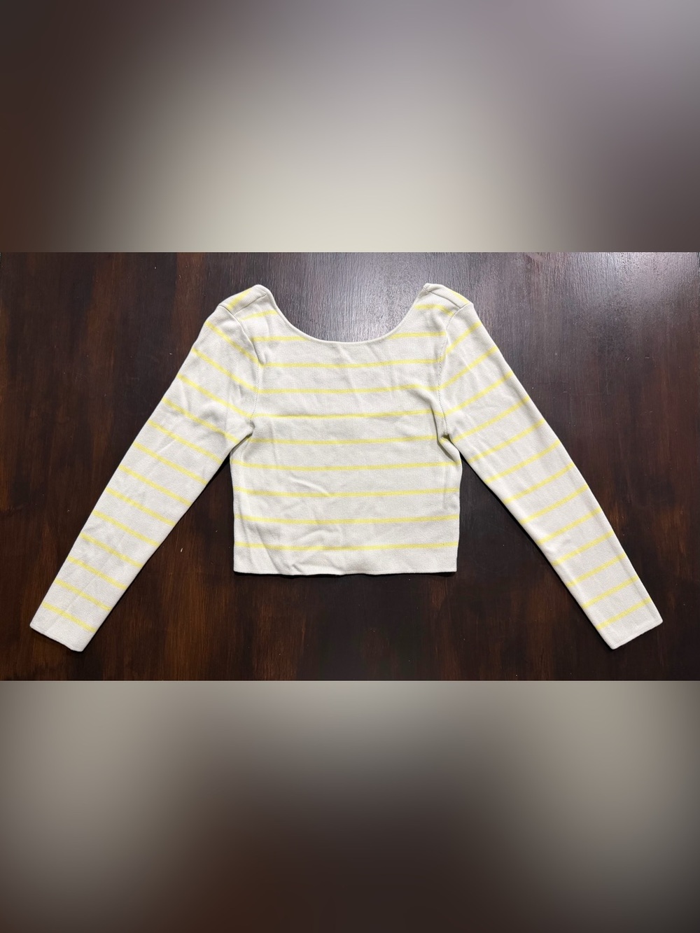 ZARA Long Sleeved Knit Striped‎ Cropped Top